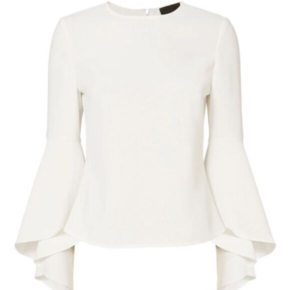 INTERMIX Textured Cream White Cameron Long Bell Sleeve Blouse - Picture 1 of 11